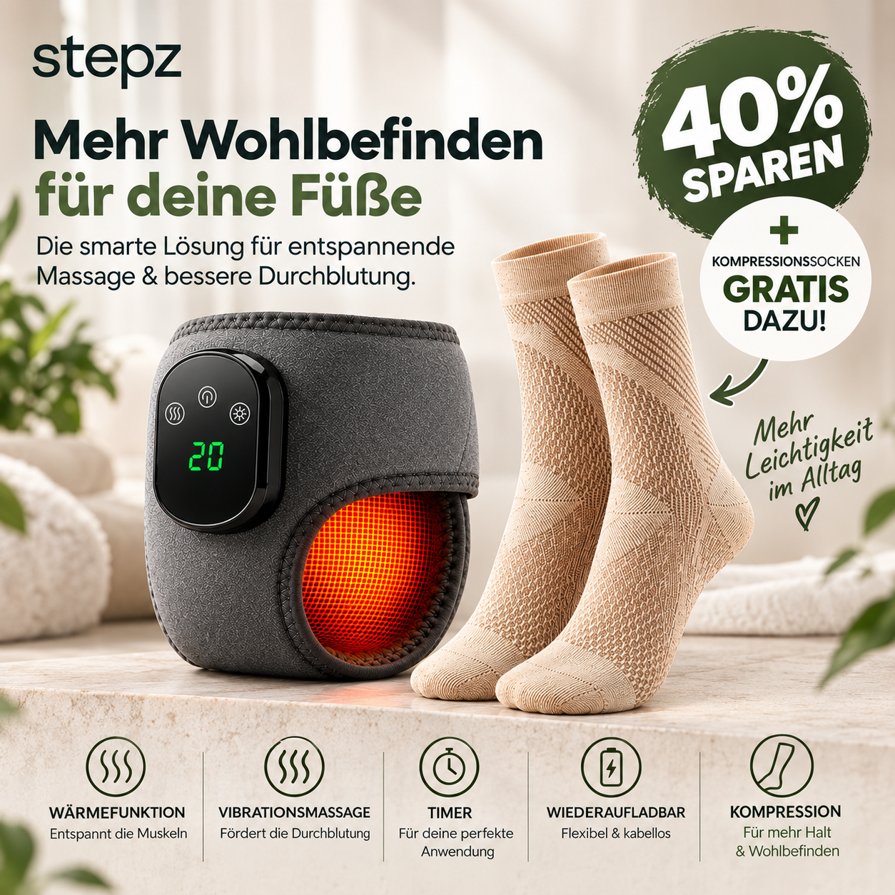 Stepz Pro® 3-in-1 Massagegerät bei Plantarfasziitis & Fersenschmerzen