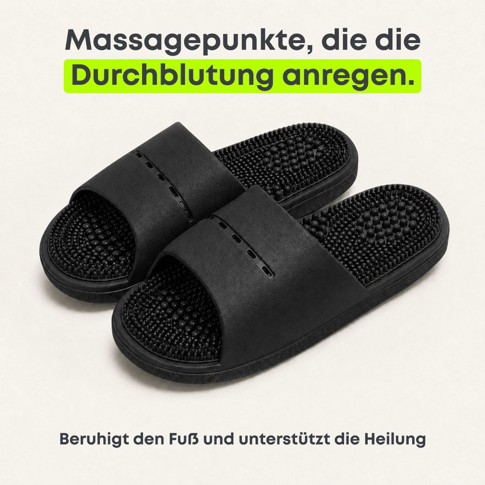 Fuß Massage Schlappen für Heilung & Regeneration + Nachtschiene bei Plantarfasziitis